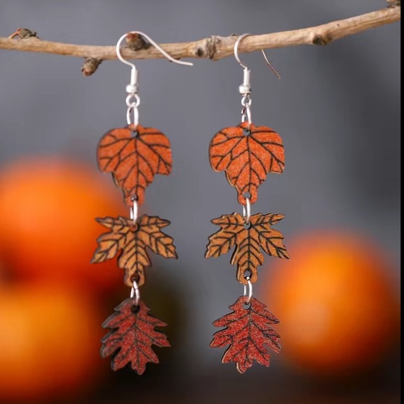 Autumn Leaf Dangle Earrings - Picture 5 of 6